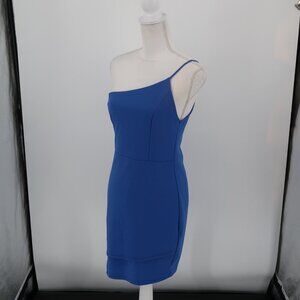 Gypsy and Gold Blue One Shoulder Spaghetti Strap Cocktail Dress Small